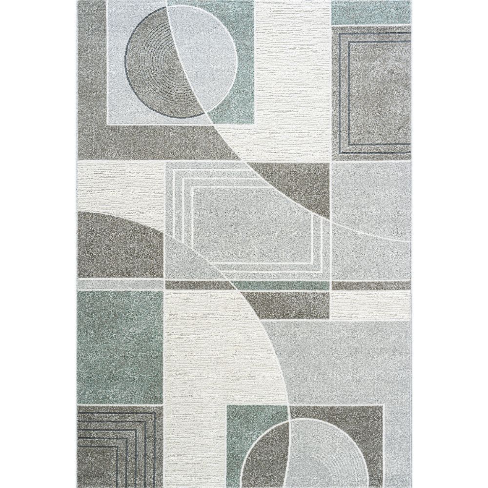 Dynamic Rugs 46012-6141 Polaris 5.3 Ft. X 7.7 Ft. Rectangle Rug in Ivory/Grey/Teal